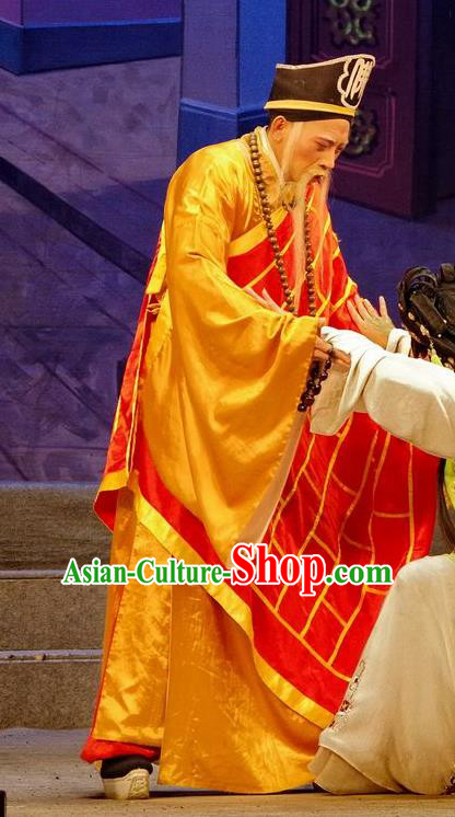 Qian Tang Su Xiaoxiao Chinese Guangdong Opera Monk Apparels Cassock Costumes and Headpieces Traditional Cantonese Opera Abbot Garment Clothing