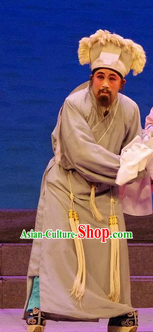 Qian Tang Su Xiaoxiao Chinese Guangdong Opera Elderly Male Apparels Costumes and Headpieces Traditional Cantonese Opera Old Servant Garment Clothing