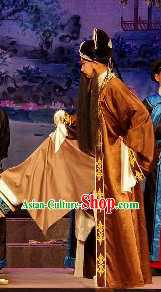 Qian Tang Su Xiaoxiao Chinese Guangdong Opera Elderly Male Apparels Costumes and Headpieces Traditional Cantonese Opera Laosheng Garment Lord Ruan Shaoye Clothing