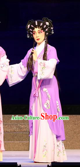 Chinese Cantonese Opera Servant Girl A Xiu Garment Legend of Lun Wenxu Costumes and Headdress Traditional Guangdong Opera Maid Lady Apparels Xiaodan Dress