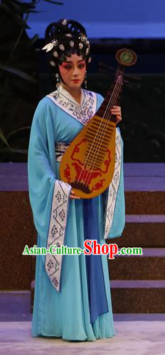 Chinese Cantonese Opera Court Maid Garment Southern Tang Emperor Costumes and Headdress Traditional Guangdong Opera Xiaodan Apparels Palace Lady Dress