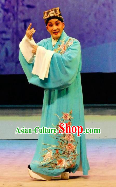 Hua Jian Ji Chinese Guangdong Opera Young Male Apparels Costumes and Headpieces Traditional Cantonese Opera Scholar Garment Xiaosheng Liang Yicang Clothing