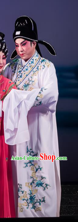 The Romance of Hairpin Chinese Guangdong Opera Scholar Apparels Costumes and Headpieces Traditional Cantonese Opera Xiaosheng Garment Young Male Wang Shipeng Clothing