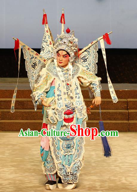 General Ma Chao Chinese Guangdong Opera Kao Apparels Costumes and Headpieces Traditional Cantonese Opera Military Officer Garment Shogun Clothing
