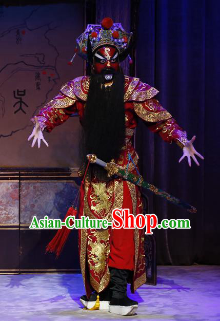 General Ma Chao Chinese Guangdong Opera Wusheng Apparels Costumes and Headpieces Traditional Cantonese Opera Jing Role Garment Martial Male Clothing