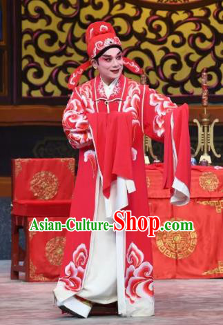 Liu Yi Delivers A Letter Chinese Guangdong Opera Young Male Apparels Costumes and Headpieces Traditional Cantonese Opera Xiaosheng Garment Bridegroom Clothing