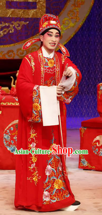 Liu Yi Delivers A Letter Chinese Guangdong Opera Young Man Apparels Costumes and Headpieces Traditional Cantonese Opera Xiaosheng Garment Bridegroom Clothing
