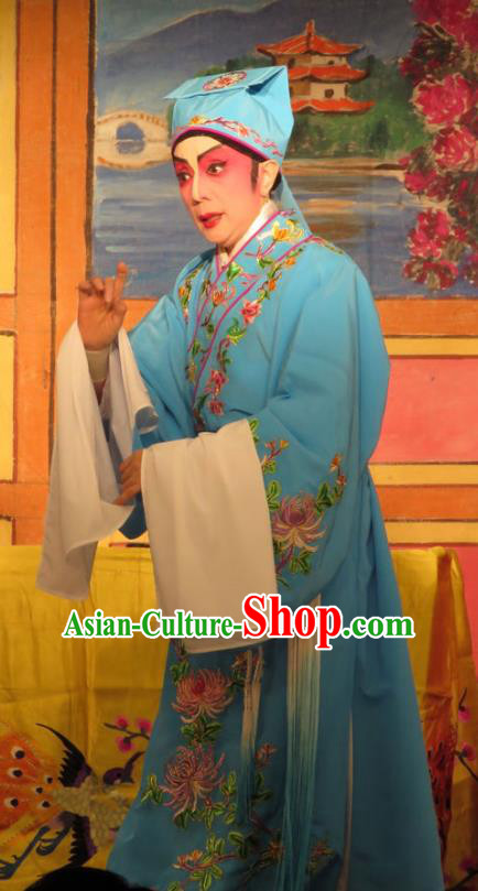Hua Tian Ba Xi Chinese Guangdong Opera Gifted Youth Apparels Costumes and Headpieces Traditional Cantonese Opera Xiaosheng Garment Scholar Bian Ji Clothing