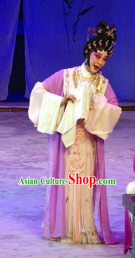 Chinese Cantonese Opera Actress Huo Xiaoyu Garment Story of the Violet Hairpin Costumes and Headdress Traditional Guangdong Opera Young Beauty Apparels Diva Dress