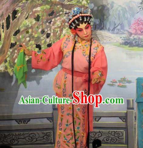 Chinese Cantonese Opera Maidservant Garment Hua Tian Ba Xi Hairpin Costumes and Headdress Traditional Guangdong Opera Xiaodan Apparels Young Female Dress