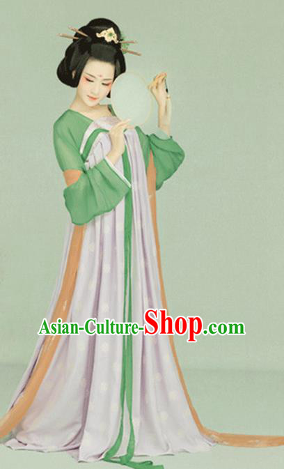 Chinese Traditional Tang Dynasty Noble Concubine Historical Costumes Ancient Drama Palace Woman Hanfu Dress Apparels and Headpieces