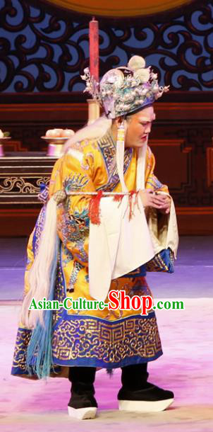 Dian Man Gong Zhu Gan Fu Ma Chinese Guangdong Opera Elderly Man Apparels Costumes and Headpieces Traditional Cantonese Opera Clown Garment Eunuch Clothing