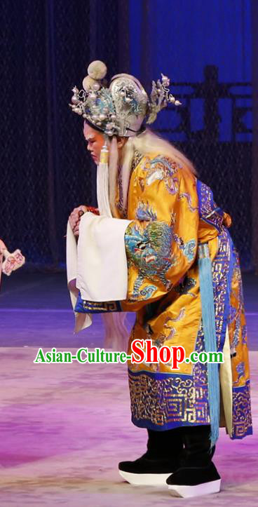 Dian Man Gong Zhu Gan Fu Ma Chinese Guangdong Opera Elderly Man Apparels Costumes and Headpieces Traditional Cantonese Opera Clown Garment Eunuch Clothing