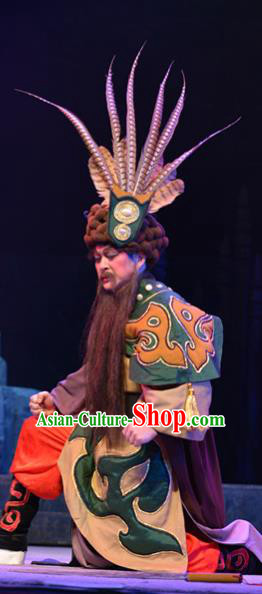 King of Nanyue Kingdom Chinese Guangdong Opera Elderly Male Apparels Costumes and Headpieces Traditional Cantonese Opera Chief Garment Shaikh Clothing