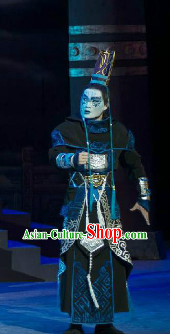 Fighting for the Great Tang Empire Chinese Guangdong Opera Hero Apparels Costumes and Headpieces Traditional Cantonese Opera Swordsman Garment Tang Men Clothing