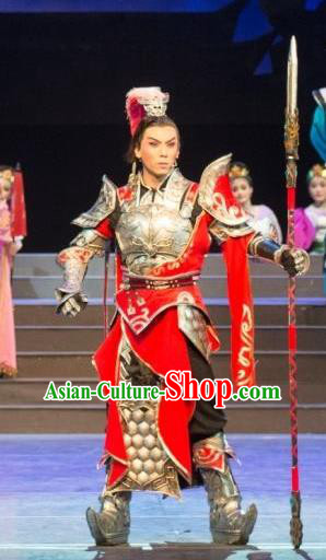 Fighting for the Great Tang Empire Chinese Guangdong Opera Hero Armor Apparels Costumes and Headpieces Traditional Cantonese Opera General Garment Clothing
