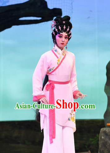 Chinese Cantonese Opera Village Girl Zhuang Suqin Garment Costumes and Headdress Traditional Guangdong Opera Xiaodan Apparels Young Lady Dress