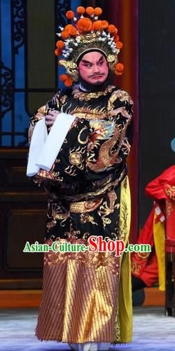 Chinese Guangdong Opera Imperial Envoy Cao Zibin Apparels Costumes and Headpieces Traditional Cantonese Opera Elderly Male Garment Official Clothing
