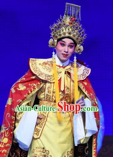 Chinese Guangdong Opera Imperial Emperor Song Apparels Costumes and Headpieces Traditional Cantonese Opera Young Male Garment Monarch Clothing