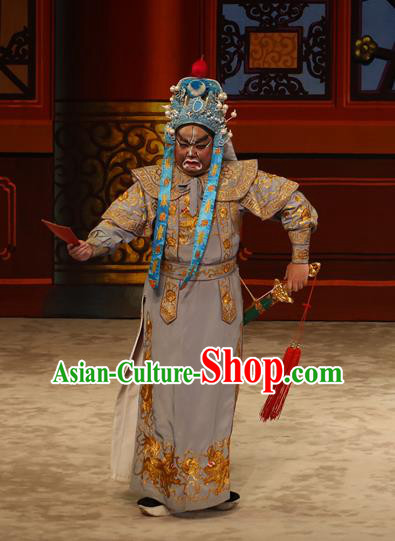 The Lotus Lantern Chinese Guangdong Opera Martial Male Apparels Costumes and Headpieces Traditional Cantonese Opera Wusheng Garment Warrior Clothing