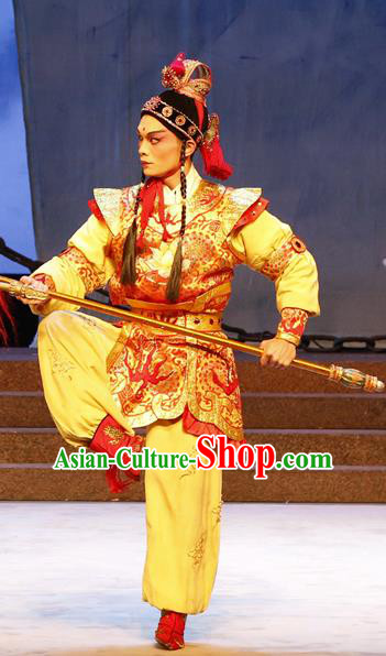 The Lotus Lantern Chinese Guangdong Opera Liu Chenxiang Apparels Costumes and Headpieces Traditional Cantonese Opera Wa Wa Sheng Garment Martial Male Clothing