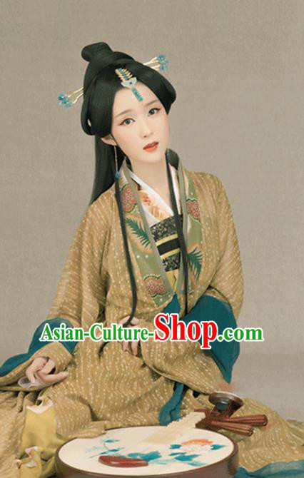 Chinese Traditional Tang Dynasty Palace Princess Historical Costumes Ancient Drama Noble Infanta Hanfu Dress Apparels and Headpieces Complete Set