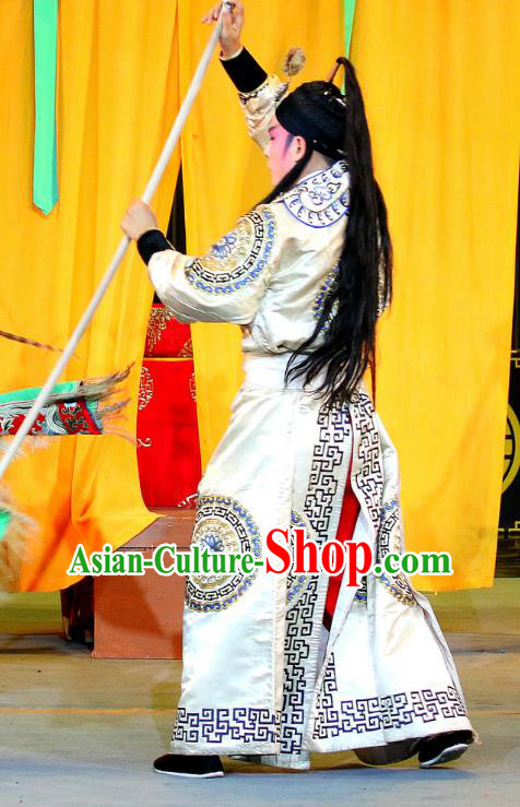 Qi Xing Temple Chinese Sichuan Opera Martial Male Apparels Costumes and Headpieces Peking Opera Highlights Wusheng Garment Soldier Yang Jiye Clothing