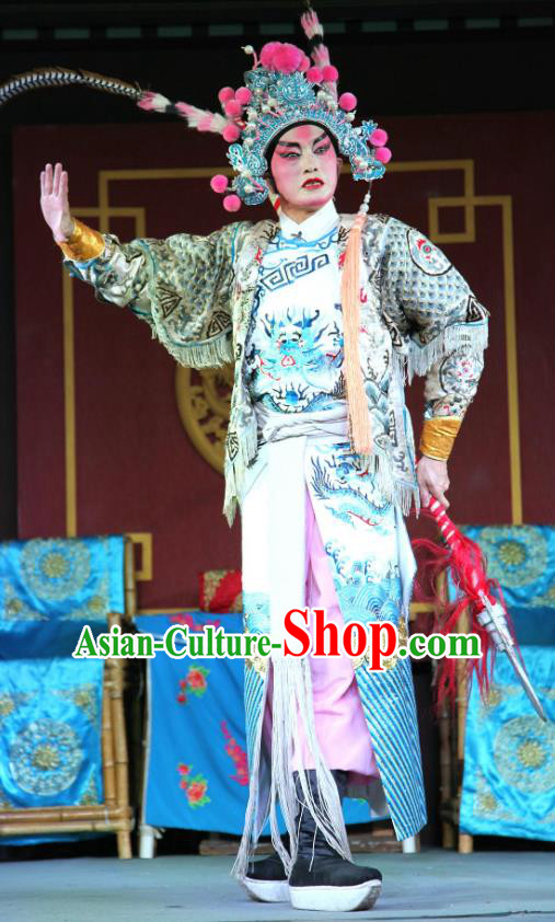 Feng Yi Pavilion Chinese Sichuan Opera Swordsman Lv Bu Apparels Costumes and Headpieces Peking Opera Highlights Wusheng Garment Martial Male Clothing