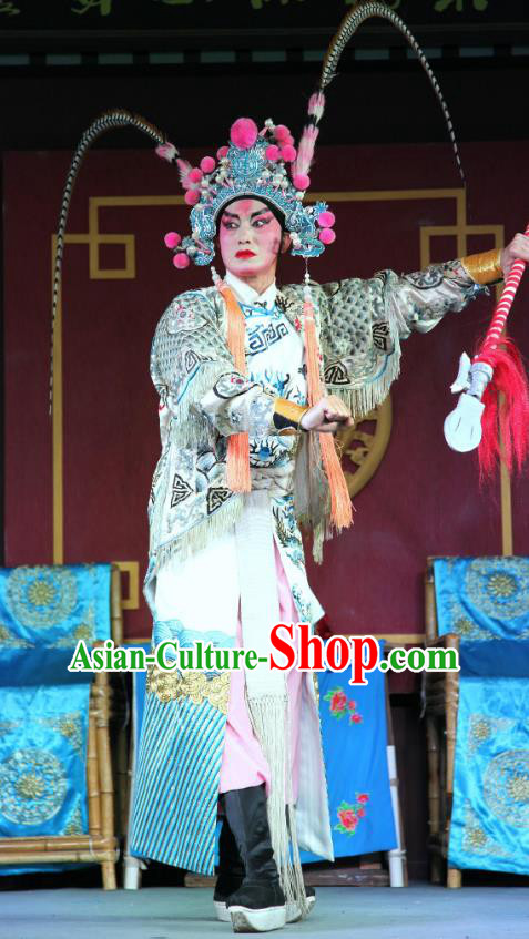 Feng Yi Pavilion Chinese Sichuan Opera Swordsman Lv Bu Apparels Costumes and Headpieces Peking Opera Highlights Wusheng Garment Martial Male Clothing