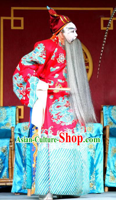 Feng Yi Pavilion Chinese Sichuan Opera Elderly Male Apparels Costumes and Headpieces Peking Opera Highlights Painted Role Garment Official Dong Zhuo Clothing