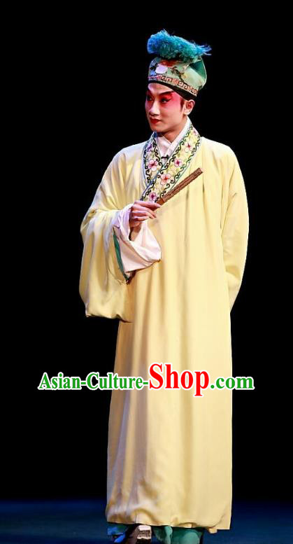 Zhen Zhu Shan Chinese Sichuan Opera Xiaosheng Apparels Costumes and Headpieces Peking Opera Highlights Young Male Garment Niche Jiang Xing Clothing