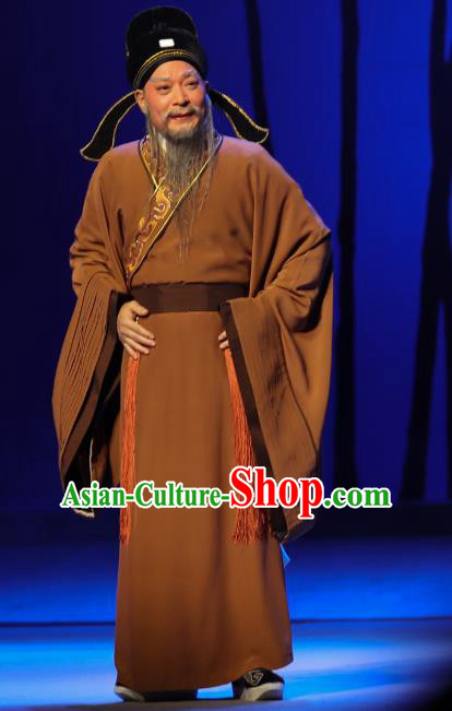 Search the College Chinese Guangdong Opera Teacher Xie Bao Apparels Costumes and Headpieces Traditional Cantonese Opera Laosheng Garment Elderly Male Clothing