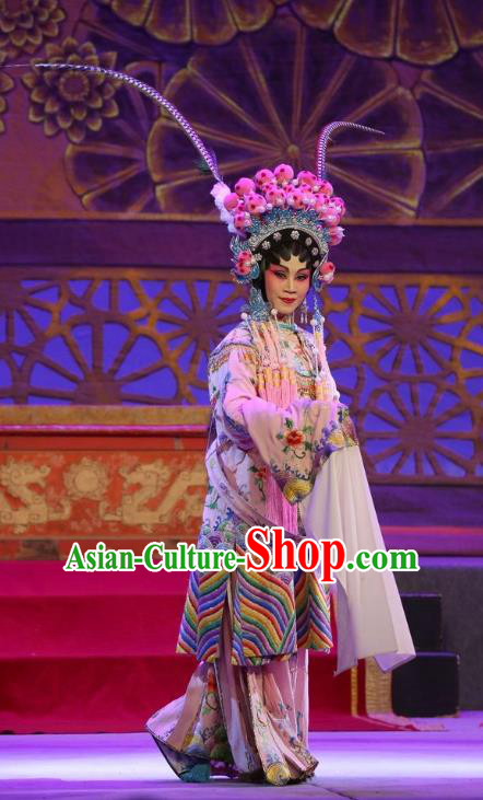 Chinese Cantonese Opera Hua Tan Garment Costumes and Headdress Traditional Guangdong Opera Actress Apparels Princess Shanhu Dress