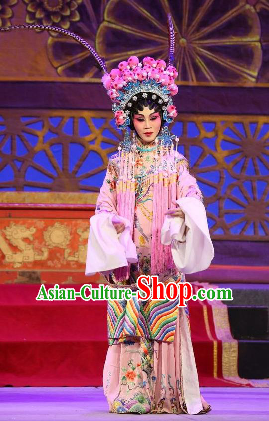 Chinese Cantonese Opera Hua Tan Garment Costumes and Headdress Traditional Guangdong Opera Actress Apparels Princess Shanhu Dress