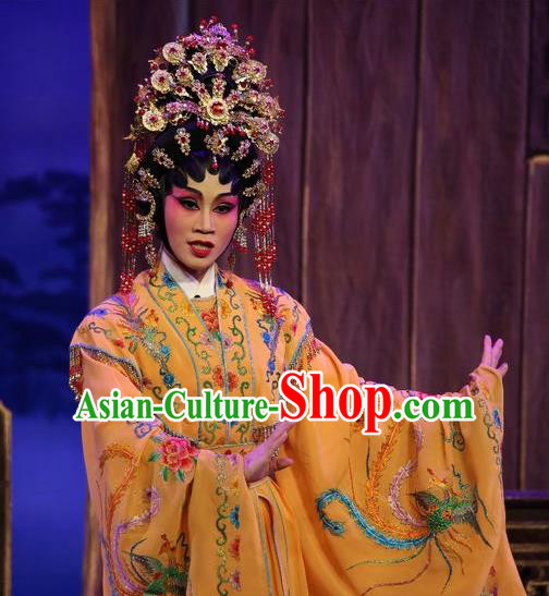 Chinese Cantonese Opera Princess Shanhu Garment Costumes and Headdress Traditional Guangdong Opera Hua Tan Apparels Young Female Dress