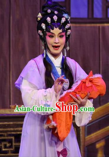 Chinese Cantonese Opera Country Woman Garment Costumes and Headdress Traditional Guangdong Opera Actress Apparels Diva Bai Lixiang Dress