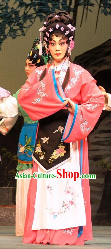 Chinese Cantonese Opera Actress Garment Emperor and the Village Girl Costumes and Headdress Traditional Guangdong Opera Diva Apparels Village Girl Zhang Guilan Red Dress
