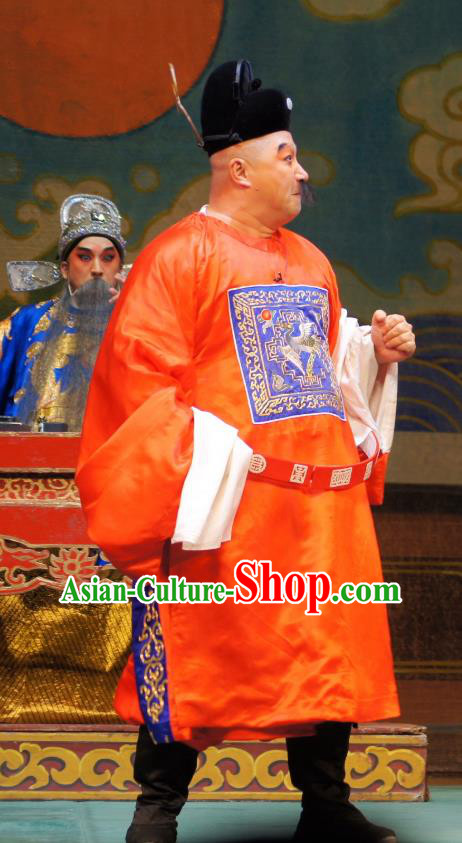 Emperor and the Village Girl Chinese Guangdong Opera Clown Apparels Costumes and Headpieces Traditional Cantonese Opera Official Garment Magistrate Clothing