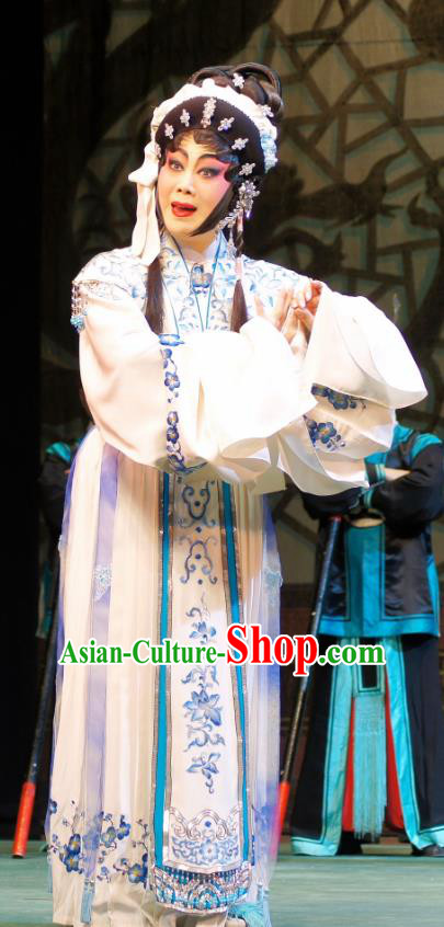 Chinese Cantonese Opera Distress Maiden Garment Emperor and the Village Girl Costumes and Headdress Traditional Guangdong Opera Actress Apparels Diva Zhang Guiying Dress