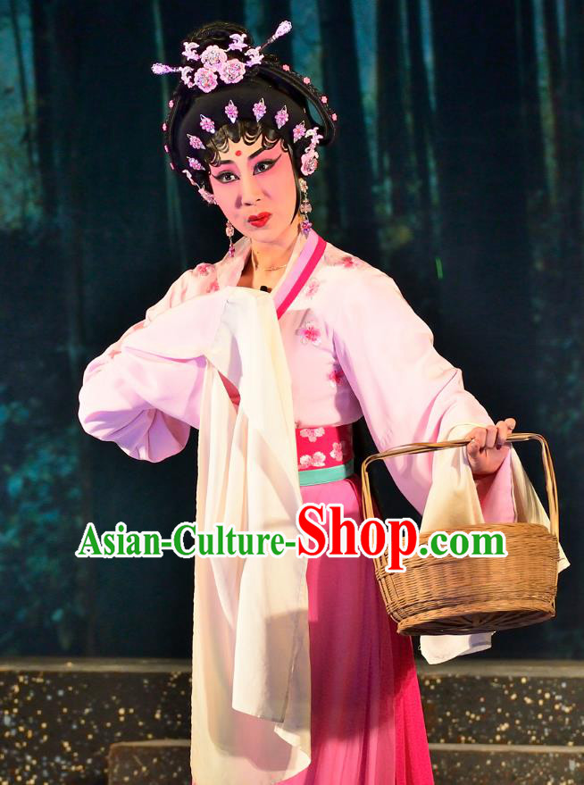 Chinese Cantonese Opera Princess Miaoshan Garment Costumes and Headdress Traditional Guangdong Opera Young Female Apparels Hua Tan Dress