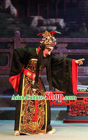 Legend of Er Lang Chinese Guangdong Opera King Zhou of Shang Apparels Costumes and Headwear Traditional Cantonese Opera Monarch Garment Elderly Male Clothing