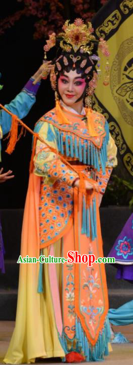 Chinese Cantonese Opera Martial Female Garment Legend of Er Lang Costumes and Headdress Traditional Guangdong Opera Swordswoman Apparels Mi Er Dress