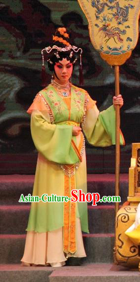 Chinese Cantonese Opera Xiaodan Garment Legend of Er Lang Costumes and Headdress Traditional Guangdong Opera Figurant Apparels Court Maid Dress
