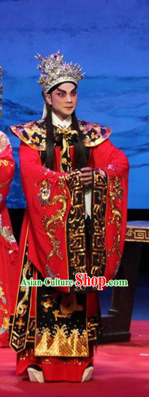 Goddess Luo Chinese Guangdong Opera Young Male Apparels Costumes and Headwear Traditional Cantonese Opera Emperor Cao Pi Garment Monarch Clothing