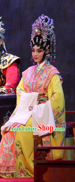 Chinese Cantonese Opera Actress Garment Goddess Luo Costumes and Headdress Traditional Guangdong Opera Imperial Consort Guo Apparels Hua Tan Dress