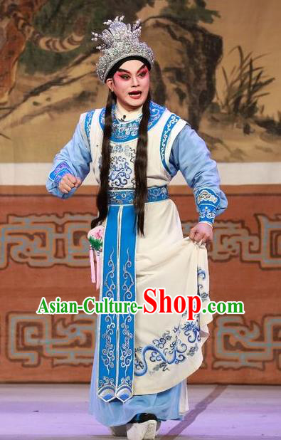 The Mad Monk by the Sea Chinese Guangdong Opera Xiaosheng Apparels Costumes and Headwear Traditional Cantonese Opera Young Male Garment Wu Xiaopeng Clothing