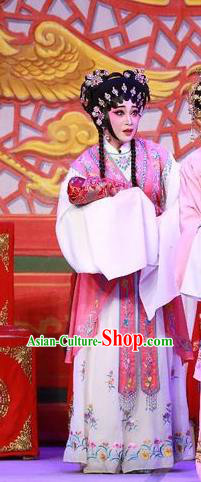 Chinese Cantonese Opera Young Lady Garment The Mad Monk by the Sea Costumes and Headdress Traditional Guangdong Opera Hua Tan Apparels Diva Ye Piaohong Dress