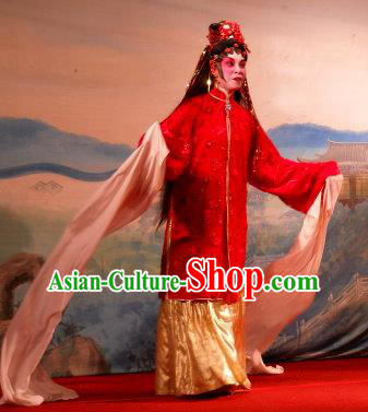 Chinese Cantonese Opera Young Female Garment Love in the Red Plum Costumes and Headdress Traditional Guangdong Opera Diva Li Huiniang Apparels Actress Red Dress