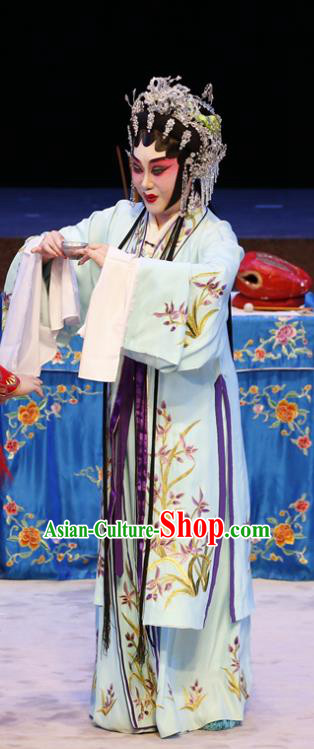 Chinese Cantonese Opera Young Woman Garment Ne Zha Hui Mu Costumes and Headdress Traditional Guangdong Opera Actress Apparels Diva Dress