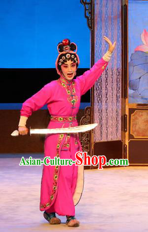 Chinese Cantonese Opera Wudan Garment Ba Luo He Costumes and Headdress Traditional Guangdong Opera Martial Male Apparels Ma Jinding Rosy Dress